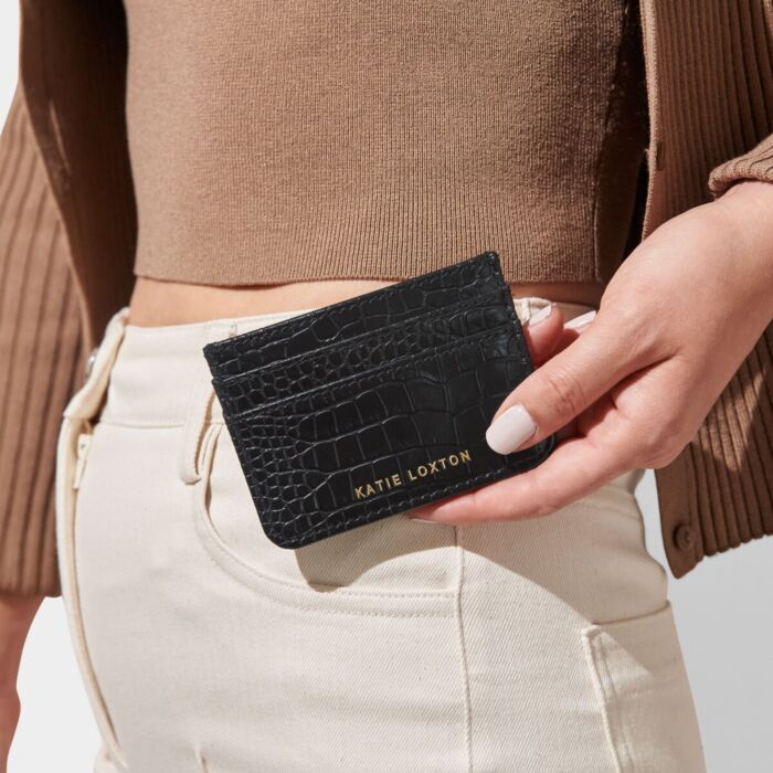 Katie Loxton Faux Croc Card Holder - Black